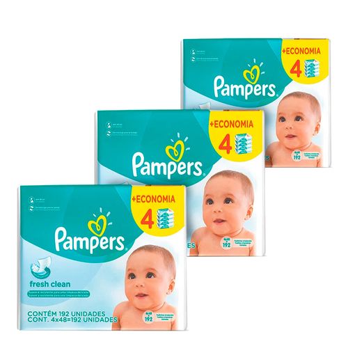 Kit Lencinhos Umedecidos Pampers Fresh Clean 576 Unidades Kit Lencinhos Umedecidos Pampers Fresh Clean 576 Unidades
