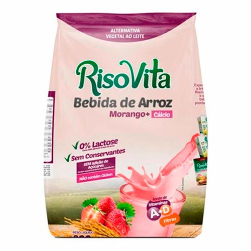 Pack Leite de Arroz em Pó Sabor Morango - 6 unidades - Risovita - 300g