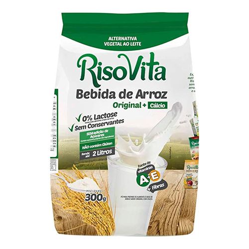 Pack Bebida Leite de Arroz em Pó Original + Cálcio - 10 unidades - Risovita - 300g