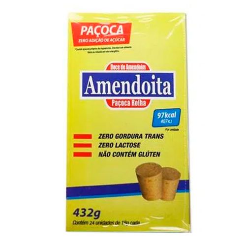 Paçoca Rolha Zero - Amendoita - 24un de 18g Paçoca Rolha Zero - Amendoita - 24un de 18g