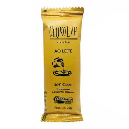 Pack Chocolate Orgânico Ao Leite - 10 unidades - Chokolah - 20g