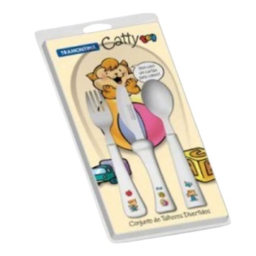 Conjunto de Talheres Infantil Tramontina Catty 3 Unidades Conjunto de Talheres Infantil Tramontina Catty 3 Unidades