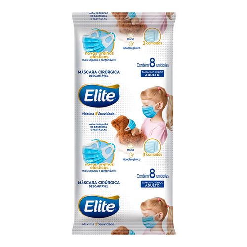 Máscara Descartável Cirúrgica Elite 8 Unidades Máscara Descartável Cirúrgica Elite 8 Unidades