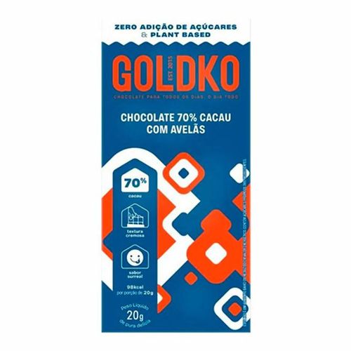 Tablete De Chocolate Goldko 70% Cacau Com Avelãs 20g Tablete De Chocolate Goldko 70% Cacau Com Avelãs 20g