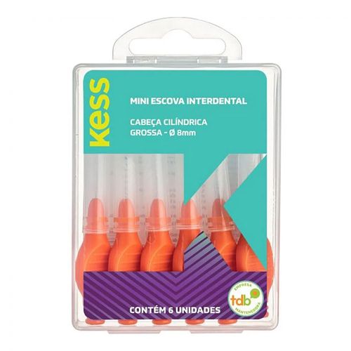 Mini Escova Interdental Kess Cilíndrica Grossa 6 Unidades