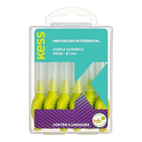 Mini Escova Interdental Kess Cilíndrica Média 6 Unidades Mini Escova Interdental Kess Cilíndrica Média 6 Unidades