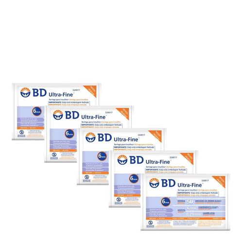 Seringa Insulina BD Ultra-Fine 50U 6mm 10 Unidades 5 Pacotes Seringa Insulina BD Ultra-Fine 50U 6mm 10 Unidades 5 Pacotes