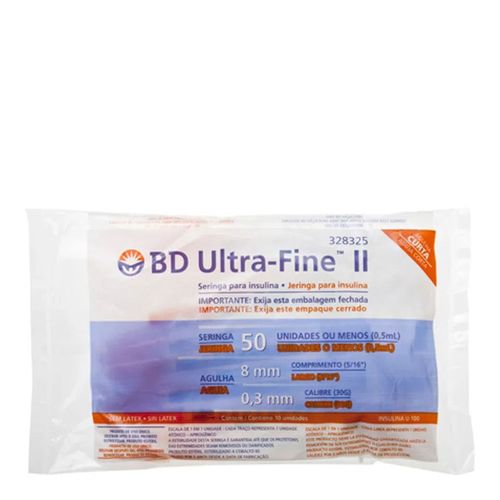 Seringa para Insulina BD Ultra Fine Ii 0,5ml Agulha 8 0x0 3 C/10 Seringa para Insulina BD Ultra Fine Ii 0,5ml Agulha 8 0x0 3 C/10