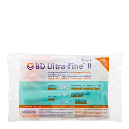 Seringa para Insulina BD Ultra Fine Ii 1,0 ml Agulha 8 0x0 3 C/10 Seringa para Insulina BD Ultra Fine Ii 1,0 ml Agulha 8 0x0 3 C/10