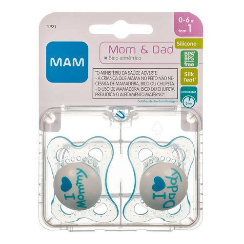 Kit 2 Chupetas MAM Mommy & Daddy 0 a 6 Meses Menino Kit 2 Chupetas MAM Mommy & Daddy 0 a 6 Meses Menino