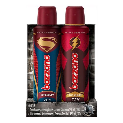 Kit 2 Desodorante Aerosol Bozzano Superman + The Flash 90g Kit 2 Desodorante Aerosol Bozzano Superman + The Flash 90g