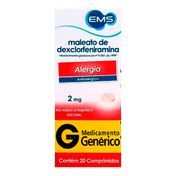 Maleato Dexclorfeniramina Gotas 2,0mg/ml Genérico EMS 20ml