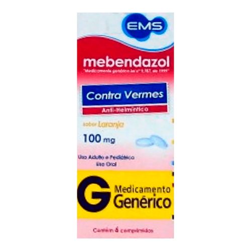 Mebendazol 100mg 6 Comprimidos Genérico Mebendazol 100mg 6 Comprimidos Genérico