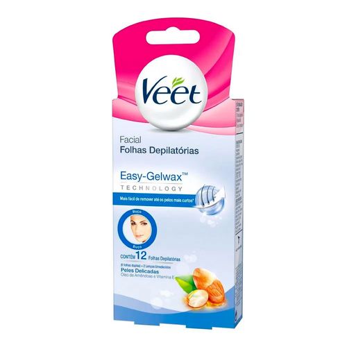 Cera Fria Facial Veet Peles Delicadas 12 Folhas