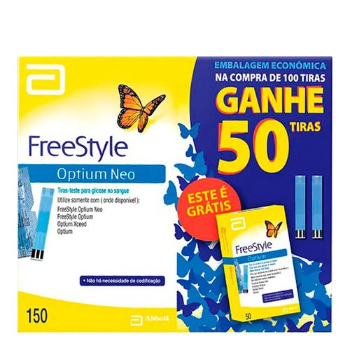 Tiras para Teste de Glicemia Freestyle Optium Neo 150 Unidades Tiras para Teste de Glicemia Freestyle Optium Neo 150 Unidades