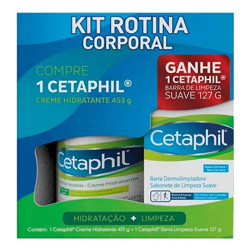 Kit Creme Hidratante Corporal Cetaphil 453g + Sabonete em Barra Limpeza Suave 127g Kit Creme Hidratante Corporal Cetaphil 453g + Sabonete em Barra Limpeza Suave 127g