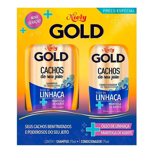 Kit Shampoo Niely Gold Cachos 300ml + Condicionador 200ml Kit Shampoo Niely Gold Cachos 300ml + Condicionador 200ml