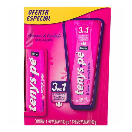Kit Talco Tenis Pé Woman 100g + Creme 3 Em 1100g Kit Talco Tenis Pé Woman 100g + Creme 3 Em 1100g