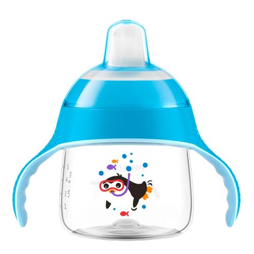 Copo Pinguim Azul Avent Bico Silicone 200ml