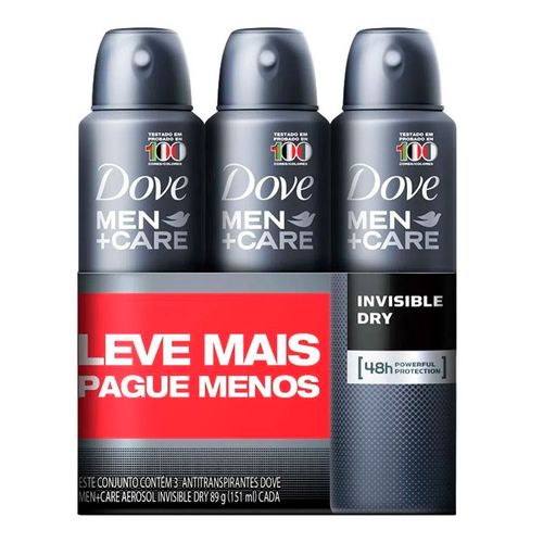 Kit Desodorante Aerosol Dove Invisible Dry Men 89m 3 Unidades Kit Desodorante Aerosol Dove Invisible Dry Men 89m 3 Unidades