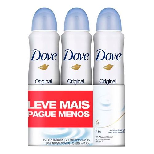 Kit Desodorante Aerosol Dove Original 100ml 3 Unidades