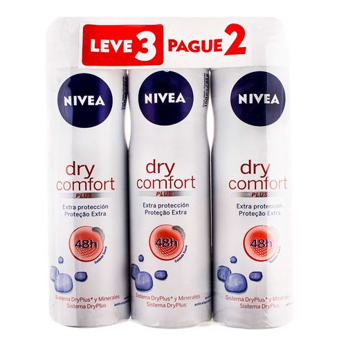 Kit Desodorante Aerosol Nivea Dry Comfort Feminino 3 Unidades Kit Desodorante Aerosol Nivea Dry Comfort Feminino 3 Unidades