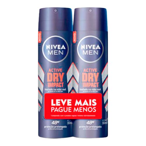 Kit Desodorante Aerosol Nivea Men Dry Impact 150ml 2 Unidades Kit Desodorante Aerosol Nivea Men Dry Impact 150ml 2 Unidades