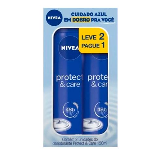 Kit Desodorante Aerosol Nivea Protect & Care 150ml 2 Unidades Kit Desodorante Aerosol Nivea Protect & Care 150ml 2 Unidades