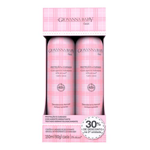 Kit Desodorante Feminino Giovanna Baby Clássico 150ml 2 Unidades