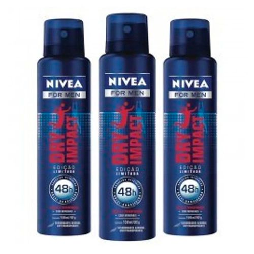 Kit Desodorante Nivea Aerosol Dry Impact Masculino 3 Unidades 150ml Kit Desodorante Nivea Aerosol Dry Impact Masculino 3 Unidades 150ml