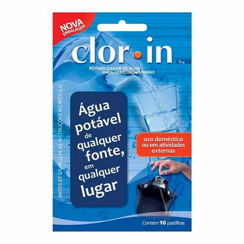 Potabilizador de Água Clorin 1mg 10 Pastilhas Potabilizador de Água Clorin 1mg 10 Pastilhas