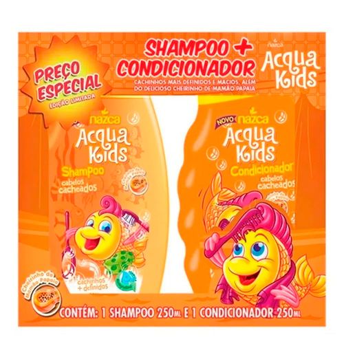 Kit Acqua Kids Nazca Shampoo + Condicionador Cabelos Cacheados 250ml Kit Acqua Kids Nazca Shampoo + Condicionador Cabelos Cacheados 250ml