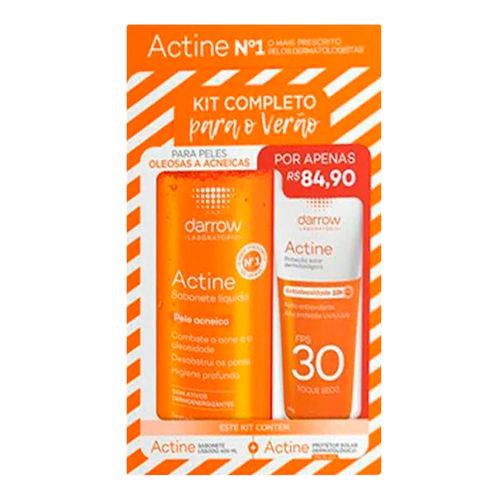 Kit Actine Sabonete Liquido Facial Pele Acneica 400ml + Protetor Solar FPS30 40g Kit Actine Sabonete Liquido Facial Pele Acneica 400ml + Protetor Solar FPS30 40g