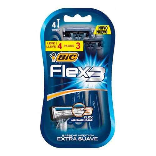 Kit Aparelho De Barbear Bic Flex 3 Lâminas Premium 4 Unidades Kit Aparelho De Barbear Bic Flex 3 Lâminas Premium 4 Unidades