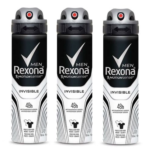Kit Desodorante Rexona Aerosol Invisible 90g 3 Unidades Kit Desodorante Rexona Aerosol Invisible 90g 3 Unidades