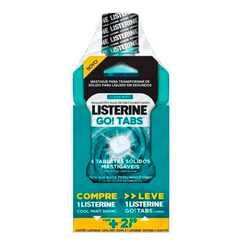 Kit Enxaguante Bucal Listerine Cool Mint 500ml + 1 Listerine Go Tabs Kit Enxaguante Bucal Listerine Cool Mint 500ml + 1 Listerine Go Tabs