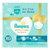 Kit Fralda Pampers Premium Care XG 26 Unidades + Lenços Umedecidos Aloe Vera 48 Unidades