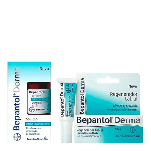 Kit Bepantol Derma Labial 7,5ml + Derma Solução 50ml Kit Bepantol Derma Labial 7,5ml + Derma Solução 50ml