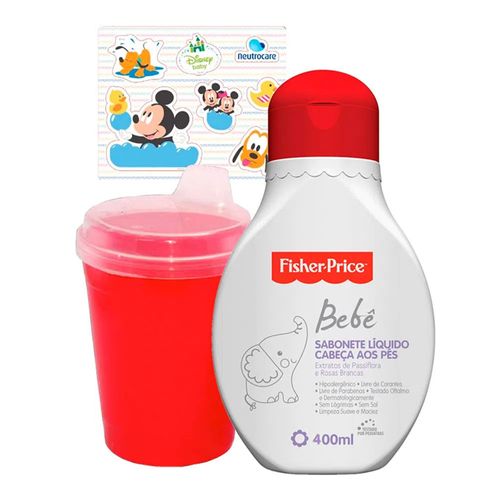 Kit Fisher Price Sabonete Líquido 400ml + Copo + Cartela De Adesivo Kit Fisher Price Sabonete Líquido 400ml + Copo + Cartela De Adesivo