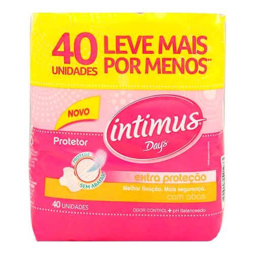 Protetor Diário Intimus Days com Abas 40 Unidades Protetor Diário Intimus Days com Abas 40 Unidades