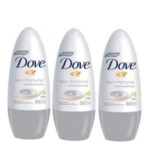 Desodorante Dove Roll On Sem Perfume Feminino 50ml 3 Unidades Desodorante Dove Roll On Sem Perfume Feminino 50ml 3 Unidades