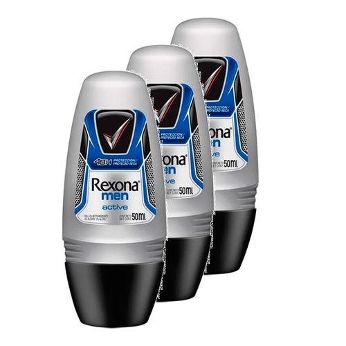 Desodorante Rexona Roll On Active 3 Unidades Desodorante Rexona Roll On Active 3 Unidades
