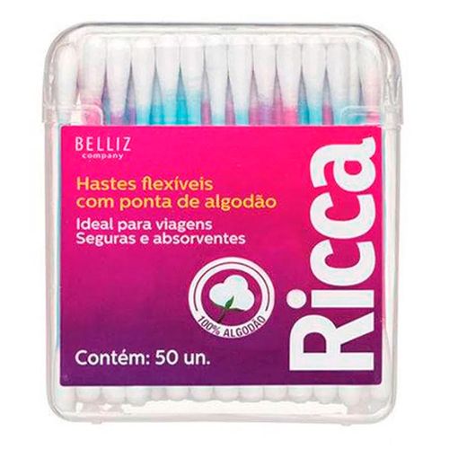 Hastes Flexíveis Com Ponta de Algodão Color 50 Unidades Ricca