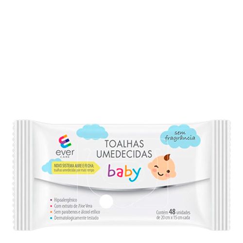 Lenço Umedecido Baby Sem Fragrância Ever Care 48 Unidades Lenço Umedecido Baby Sem Fragrância Ever Care 48 Unidades