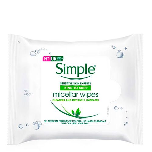 Lenço Umedecido Simple Limpeza Facial com Água Micelar 25 Unidades