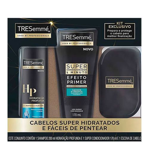 Kit Tresemme Shampoo Hidratação Profunda 200ml + Super Condicionador Cachos e Crespos 170ml + Escova de Cabelo Kit Tresemme Shampoo Hidratação Profunda 200ml + Super Condicionador Cachos e Crespos 170ml + Escova de Cabelo