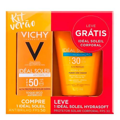 Kit Vichy Idéal Soleil Antibrilho FPS30 40g + Idéal Soleil Hidratação FPS30 120ml Kit Vichy Idéal Soleil Antibrilho FPS30 40g + Idéal Soleil Hidratação FPS30 120ml