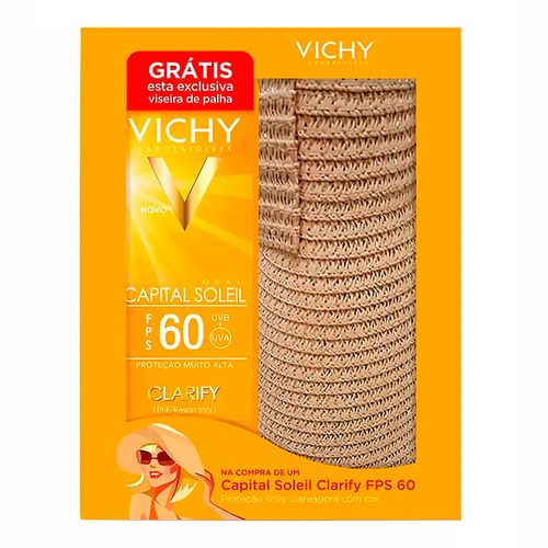 Kit Vichy Protetor Solar Capital Soleil Clarify com Cor FPS60 50g + Viseira Exclusiva Kit Vichy Protetor Solar Capital Soleil Clarify com Cor FPS60 50g + Viseira Exclusiva