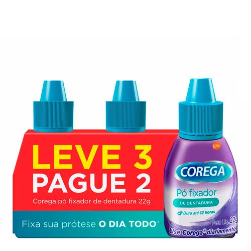 Kit Pó Fixador de Dentadura Corega 22g 3 Unidades Kit Pó Fixador de Dentadura Corega 22g 3 Unidades