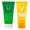 Kit Vichy Protetor Solar Facial Idéal Soleil Efeito Base Cor Clara FPS50 40g + Gel de Limpeza Normaderm 40g